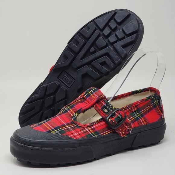 Vans Women's Size 5.5 Style 93 Red Tartan Plaid Mary Jane Sneakers 507452 New - Picture 1 of 11